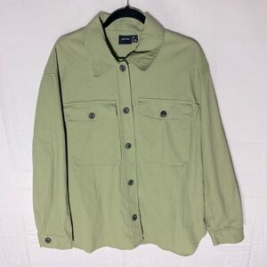 Vero Moda Green Fame Jacket Shacket Long Sleeve Casual Button Up Shirt L